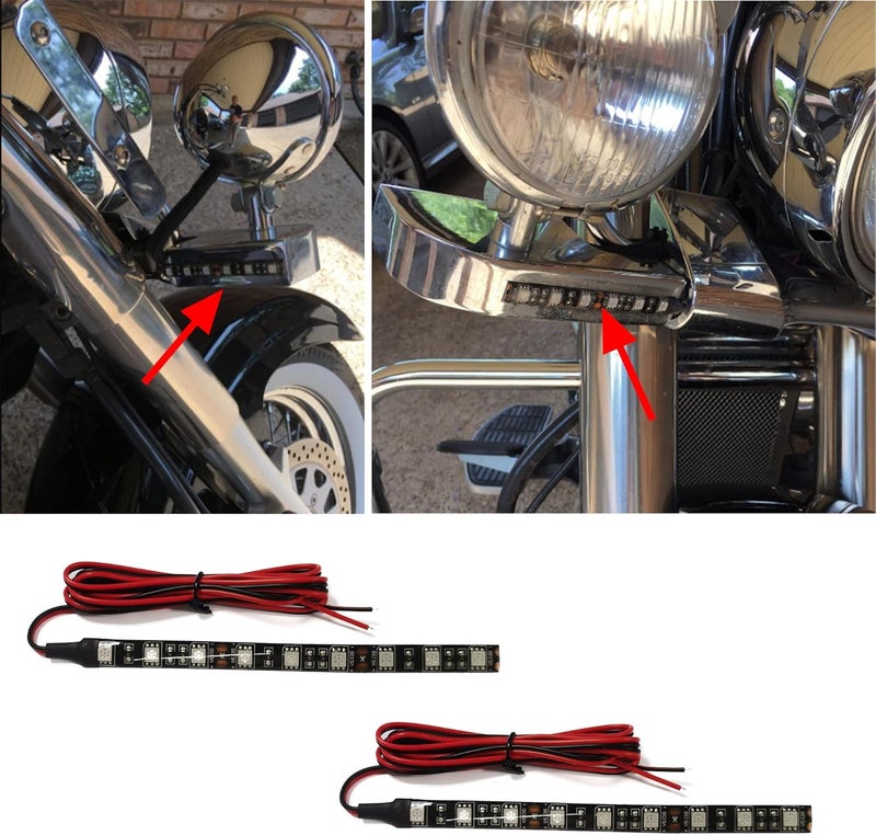 NBWDY Universal DC 12V 2pc 5.9in Motorcycle LED Turn Signal Light Amber LED Strip Light Bar for Motorcycle Car Scooter ATV UTV Golf cart Front Rear Turning Indicator Lights Blinker Tail Light - Image 2